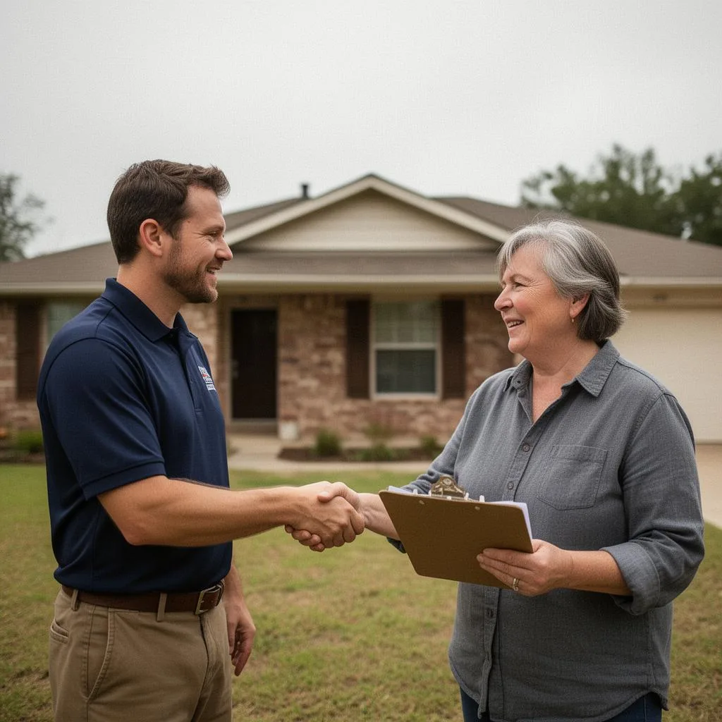 Contractor reviewing estimate with a Garland homeowner